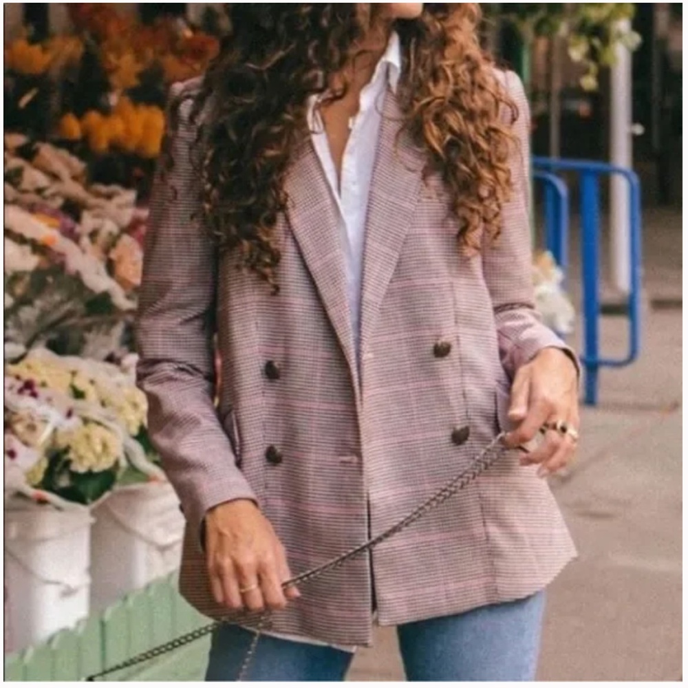 Court & Rowe Double Breasted Houndstooth Blazer Jacket